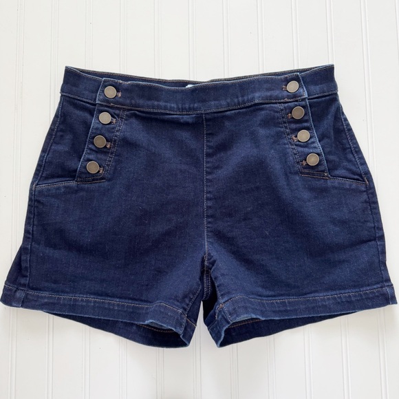 LOFT Denim High Rise Mariner Sailor Shorts - Size 6 - Picture 1 of 5